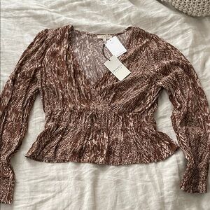 Promesa Brown Patterned Blouse